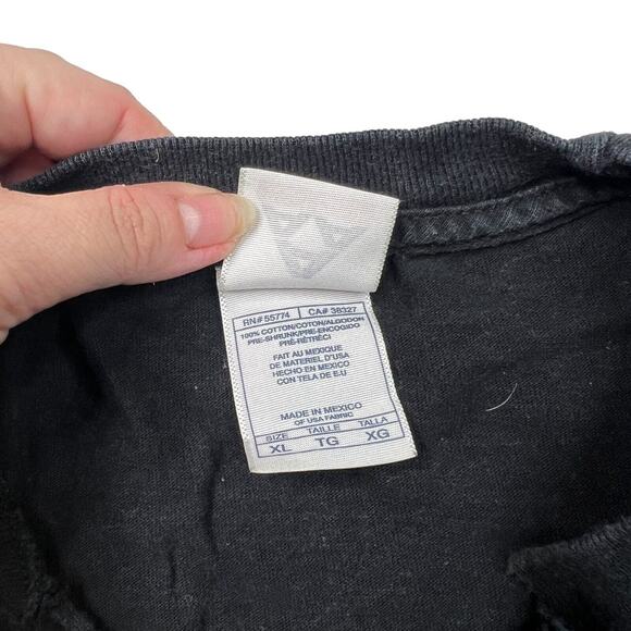 Vintage 2006 Hot Leathers Biker Eagle Flames Graphic Tee T-Shirt FLAW Black XL - Picture 7 of 7